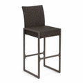 Sgabello da bar rettangolare in metallo e rattan sintetico Marrone