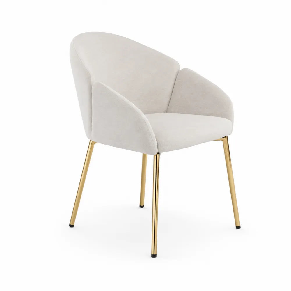 Sedia da pranzo in tessuto beige con gambe in metallo
