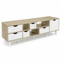 Mobile TV in Legno MDF con Cassetti e Ripiani Bianco