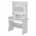 Toeletta con Specchio LED in MDF Bianco