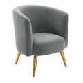 Poltrona in Velluto Grigio con Gambe in Metallo Dorato