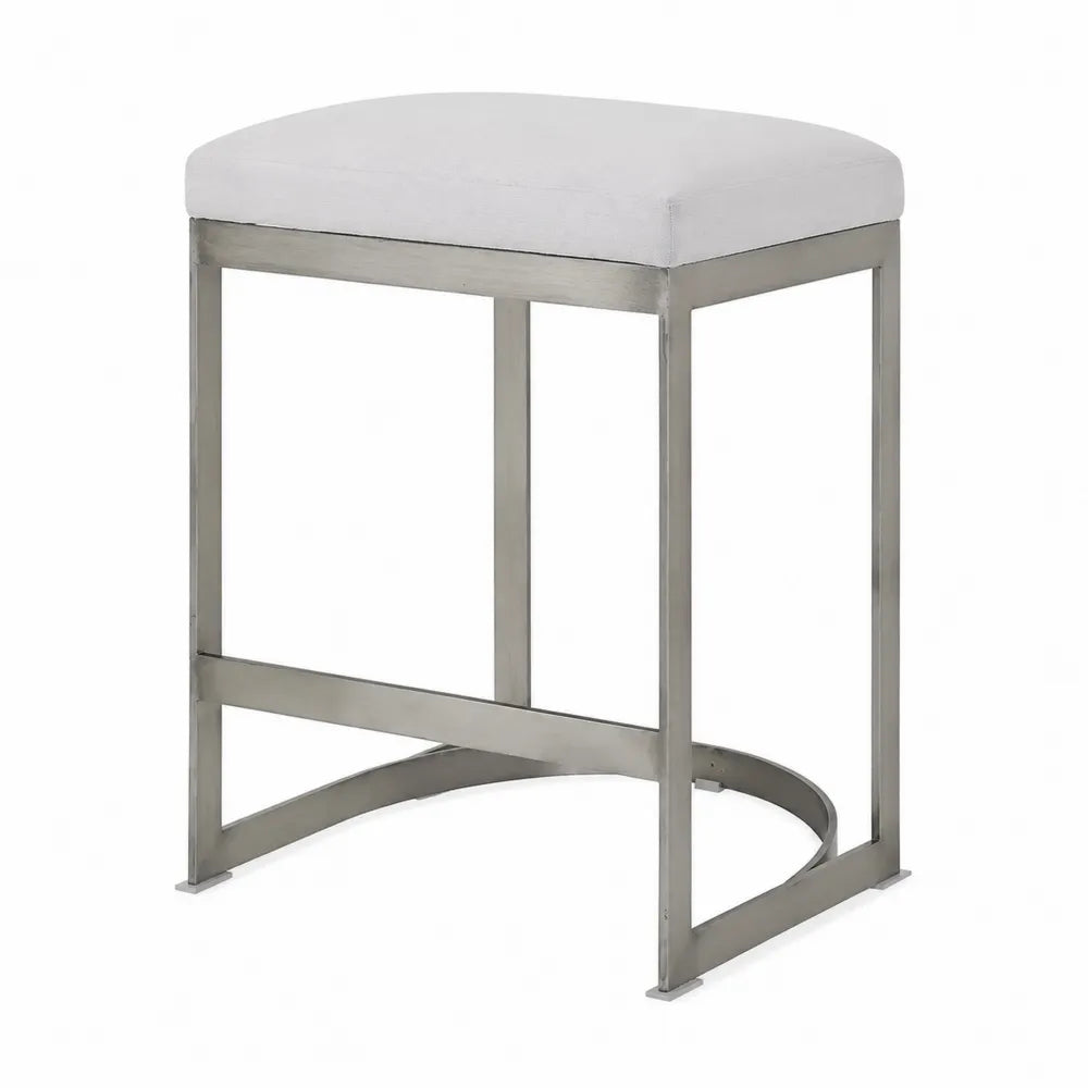 Sgabello da Bar in Poliestere e Acciaio Inox Grigio Chiaro