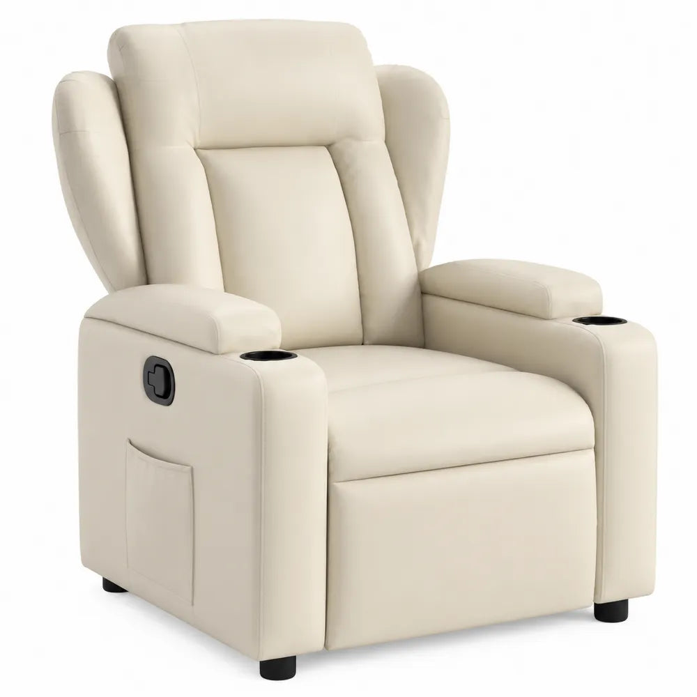Poltrona reclinabile in pelle sintetica crema