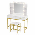 Tavolo da Toeletta in MDF con Specchio LED e Sgabello