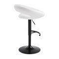 Sgabello da Bar in Pelle Sintetica Bianca con Base in Metallo