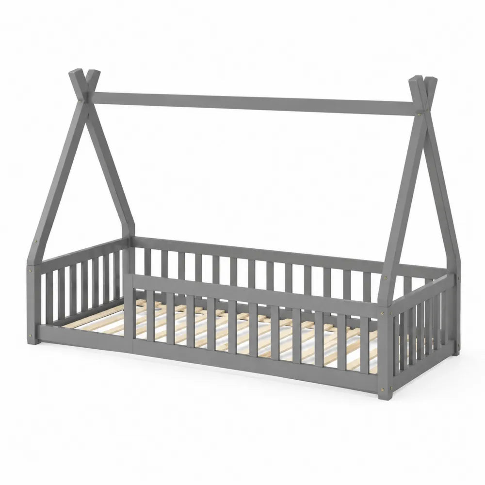 Letto per bambini in legno di pino grigio
